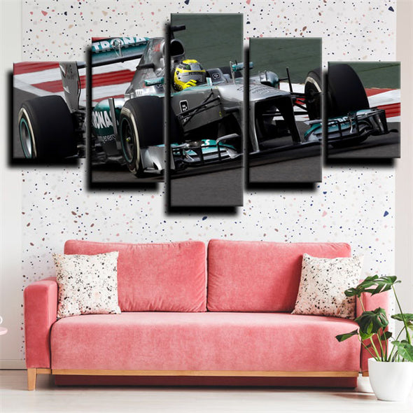 5 piece canvas art framed prints Formula 1 Car Mercedes AMG wall decor-1200 (2)