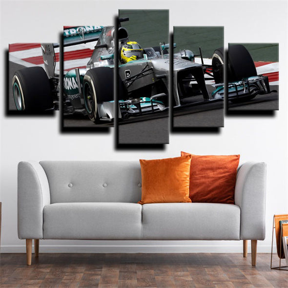 5 piece canvas art framed prints Formula 1 Car Mercedes AMG wall decor-1200 (3)