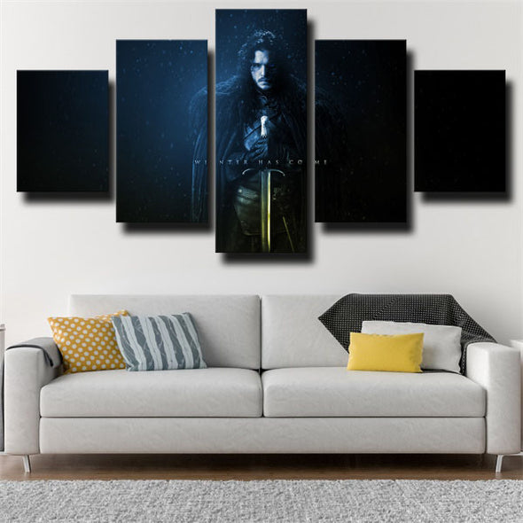 5 piece canvas art framed prints Game of Thrones Jon Snow home decor-1621 (1)