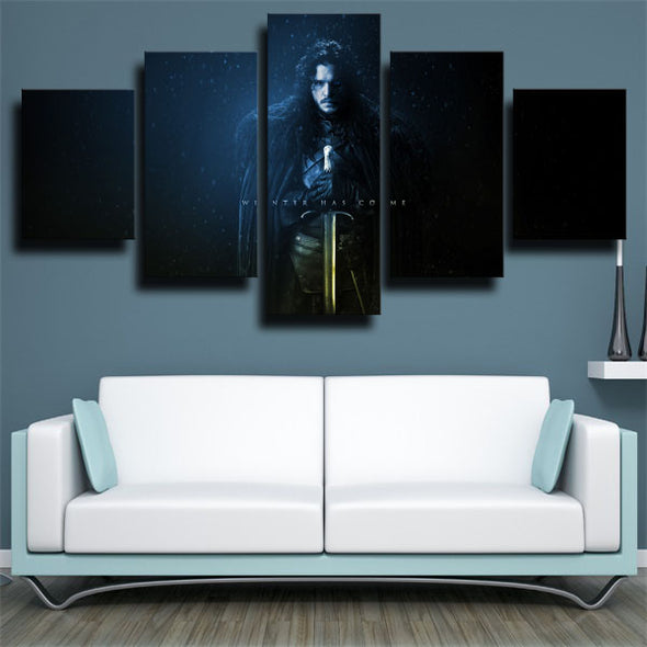 5 piece canvas art framed prints Game of Thrones Jon Snow home decor-1621 (3)