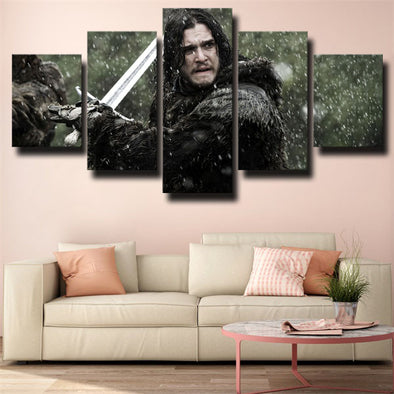 5 piece canvas art framed prints Game of Thrones King Crow decor picture-1620 (1)