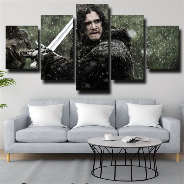 5 piece canvas art framed prints Game of Thrones King Crow decor picture-1620 (3)