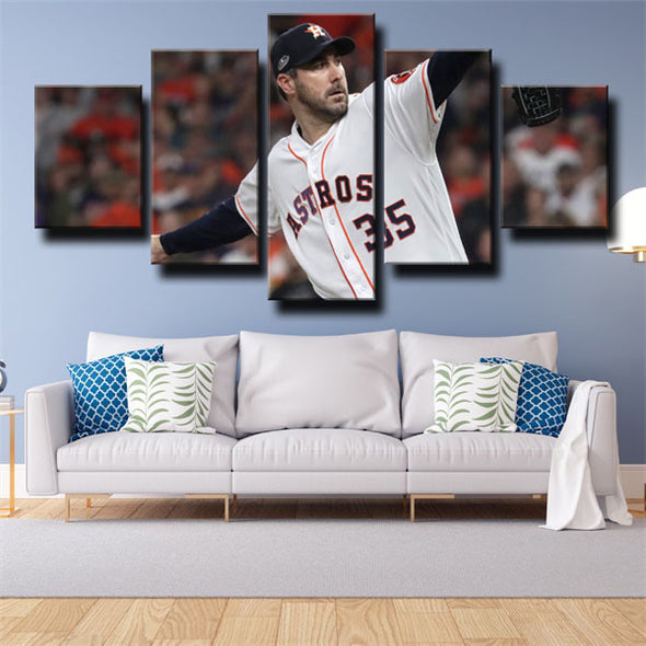 5 piece canvas art framed prints Houston Astros Justin Verlander live room decor-1221 (2)