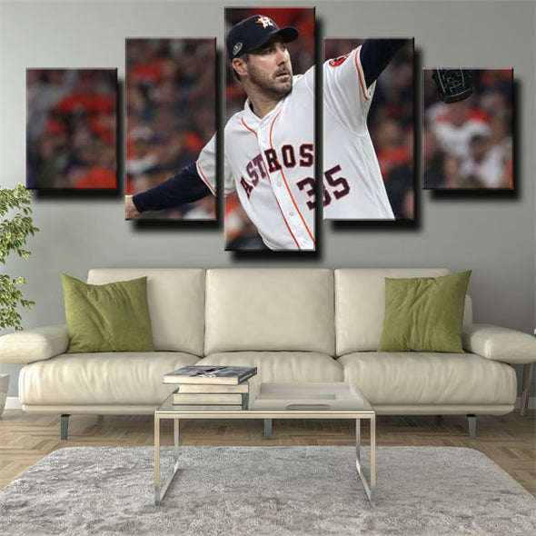 5 piece canvas art framed prints Houston Astros Justin Verlander live room decor-1221 (3)
