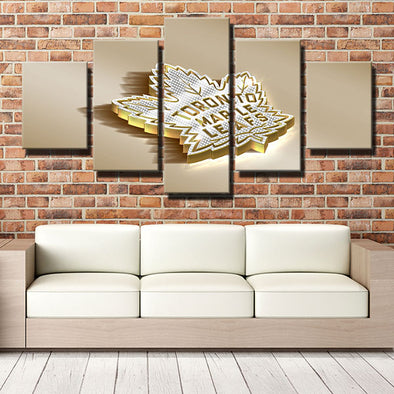 5 piece canvas art framed prints Leafs Golden 3d decor picture-1234 (1)