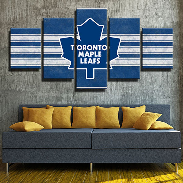 5 piece canvas art framed prints Leafs White stripes logo wall picture-1203 (3)