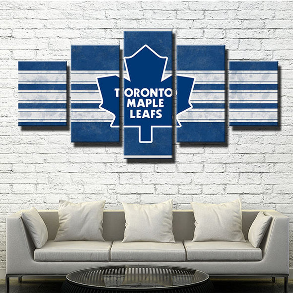 5 piece canvas art framed prints Leafs White stripes logo wall picture-1203 (4)