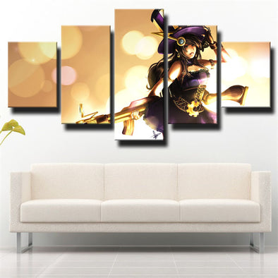 5 piece canvas art framed prints League Legends Caitly nwall picture-1200 (1)