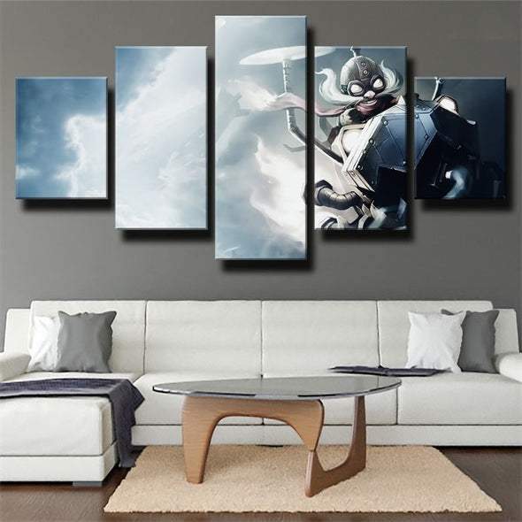 5 piece canvas art framed prints League Legends Corki decor picture-1200 (2)