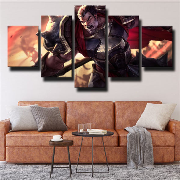 5 piece canvas art framed prints League Legends Darius decor picture-1200 (3)