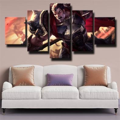 5 piece canvas art framed prints League Legends Darius decor picture-1200 (1)