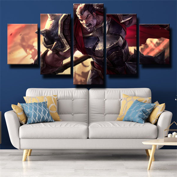 5 piece canvas art framed prints League Legends Darius decor picture-1200 (2)