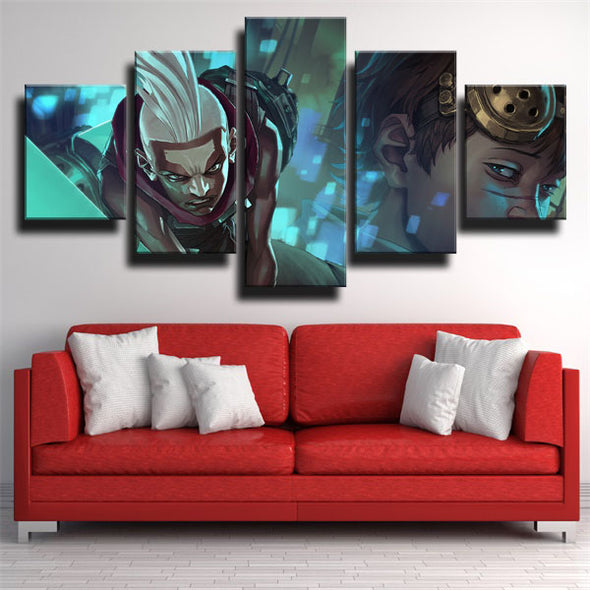 5 piece canvas art framed prints League Legends Ekko decor picture-1200 (3)