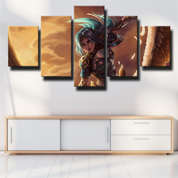 5 piece canvas art framed prints League Of Legends Fiora decor picture-1200 (1)