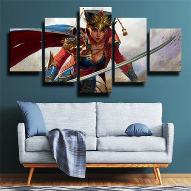 5 piece canvas art framed prints League Of Legends Fiora wall decor-1200 (1)