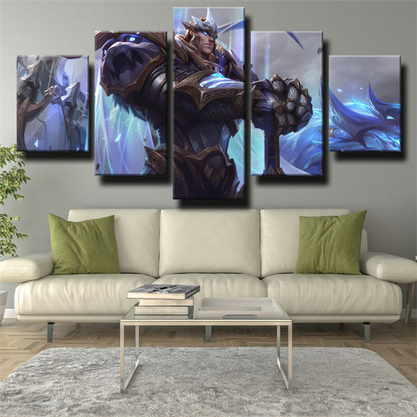 5 piece canvas art framed prints League Of Legends Garen decor picture-1200 (2)