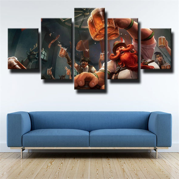 5 piece canvas art framed prints League Of Legends Gragas wall picture-1200(2)