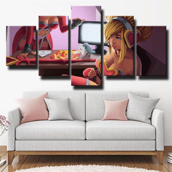 5 piece canvas art framed prints League Of Legends Janna home decor-1200 (3)