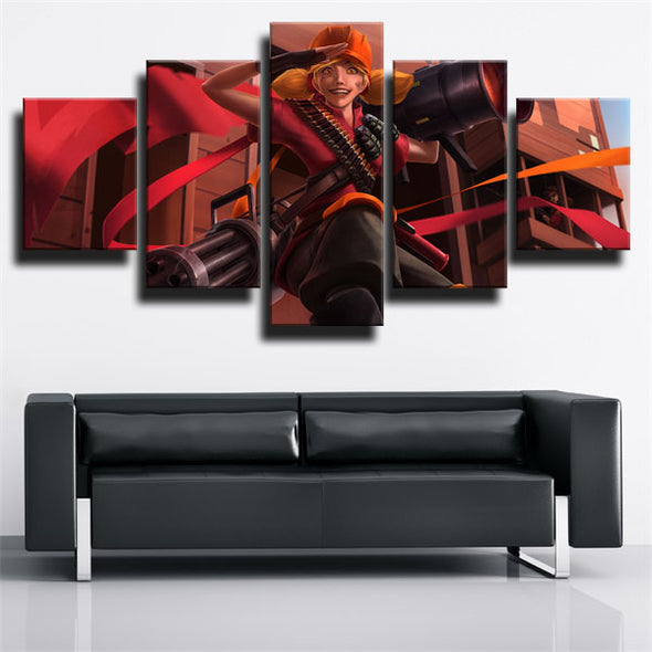 5 piece canvas art framed prints League Of Legends Jinx decor picture-1200 (1)