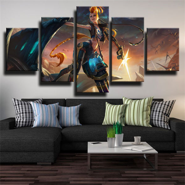 5 piece canvas art framed prints League Of Legends Jinx wall decor-1200 (3)