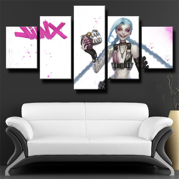 5 piece canvas art framed prints League Of Legends Jinx wall picture-1200 (1)