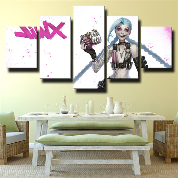 5 piece canvas art framed prints League Of Legends Jinx wall picture-1200 (2)