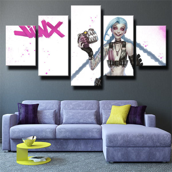 5 piece canvas art framed prints League Of Legends Jinx wall picture-1200 (3)