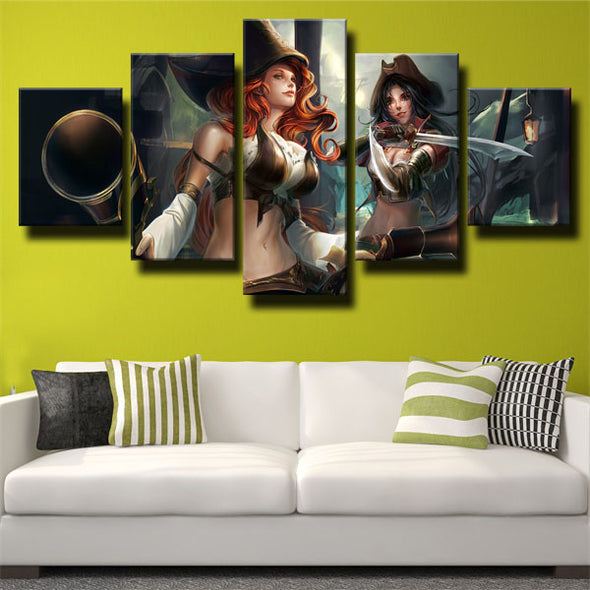 5 piece canvas art framed prints League Of Legends Katarina home decor-1200 (1)