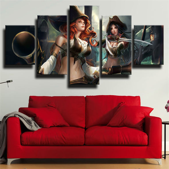 5 piece canvas art framed prints League Of Legends Katarina home decor-1200 (2)