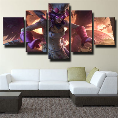 5 piece canvas art framed prints League Of Legends Morgana home decor-1200 (1)