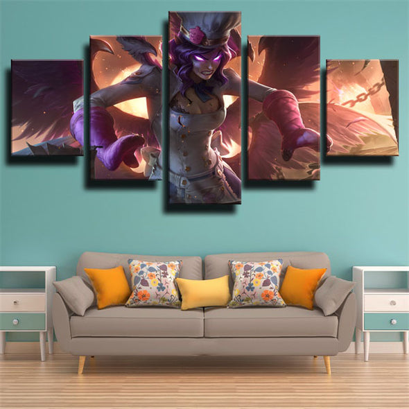 5 piece canvas art framed prints League Of Legends Morgana home decor-1200 (2)