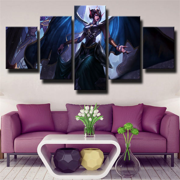 5 piece canvas art framed prints League Of Legends Morgana wall decor-1200 (1)