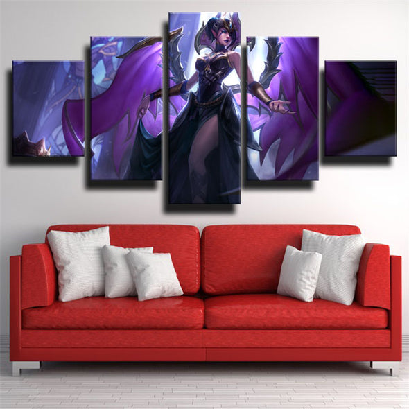 5 piece canvas art framed prints League Of Legends Morgana wall decor-1200 (2)