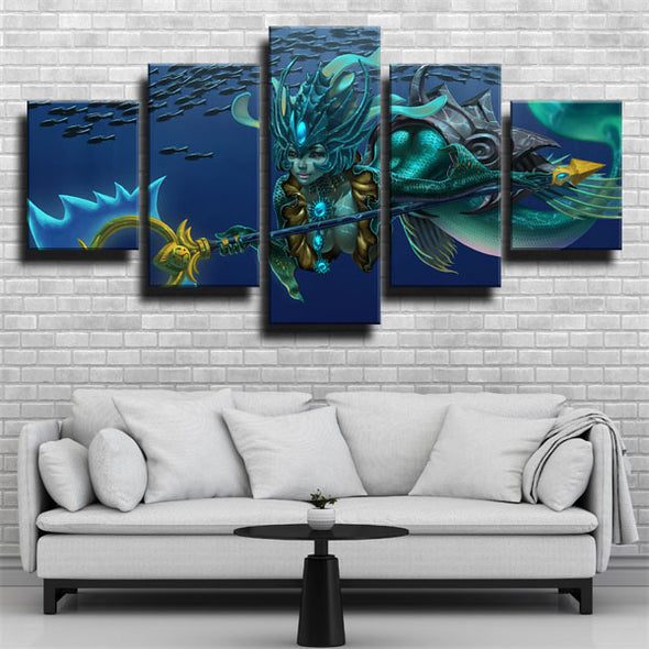 5 piece canvas art framed prints League Of Legends Nami wall picture-1200 (2)