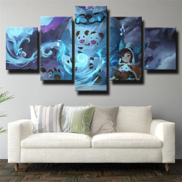 5 piece canvas art framed prints League of Legends Nunu decor picture-1200(2)