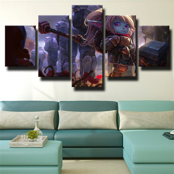 5 piece canvas art framed prints League of Legends Poppy decor picture-1200 (2)