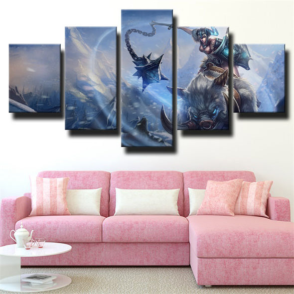 5 piece canvas art framed prints League of Legends Sejuani home decor-1200 (1)
