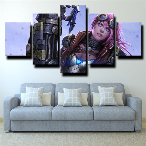 5 piece canvas art framed prints League of Legends Vi home decor-1200 (3)