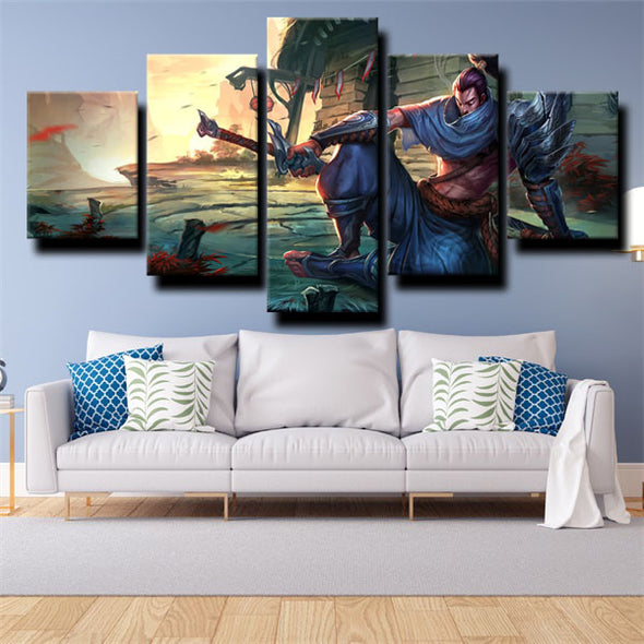 5 piece canvas art framed prints League of Legends Yasuo wall picture-1200 (3)
