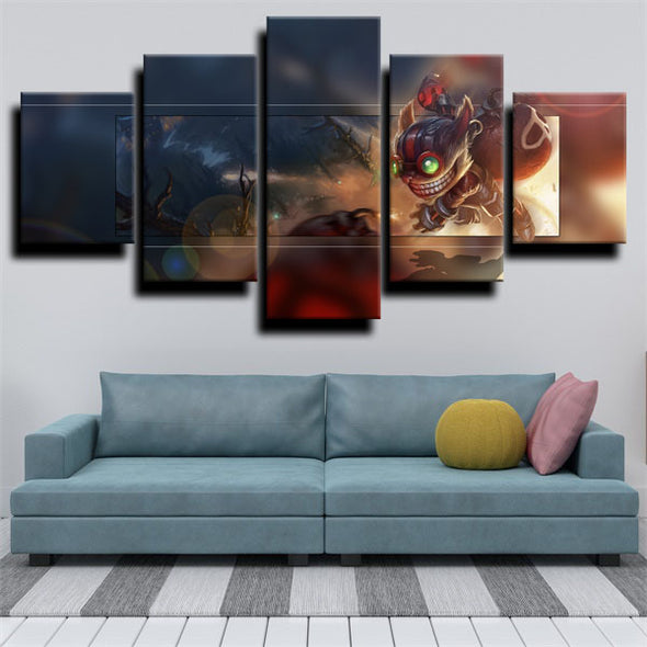 5 piece canvas art framed prints League of Legends Ziggs wall picture-1200 (2)