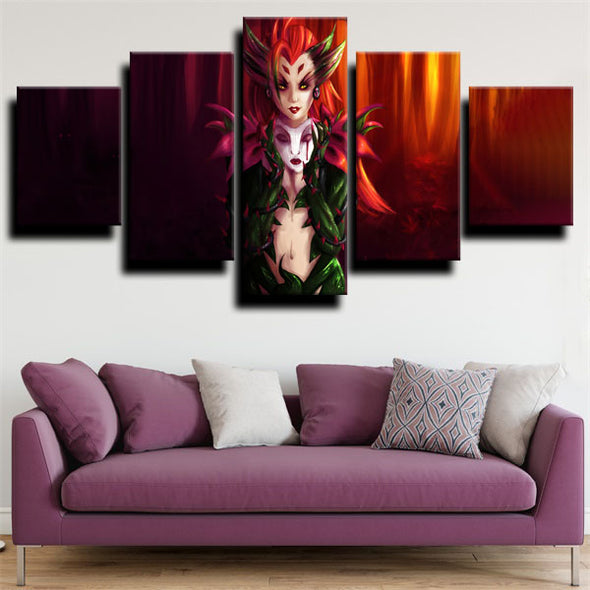 5 piece canvas art framed prints League of Legends Zyra decor picture-1200 (3)