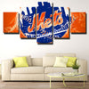 5 piece canvas art framed prints MLB NY Mets logo wall picture-1201 (2)