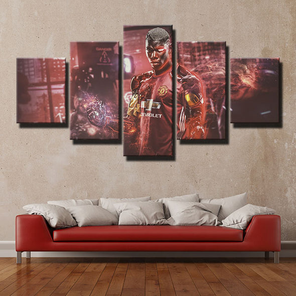5 piece canvas art framed prints Man Utd Pogba Iron Man home decor-1254 (1)
