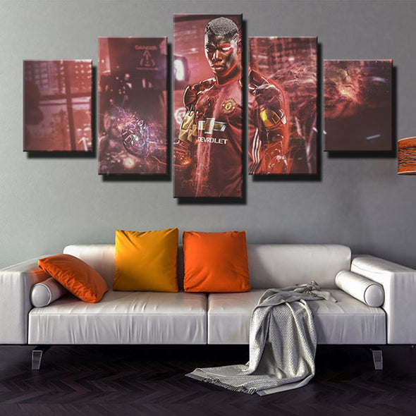 5 piece canvas art framed prints Man Utd Pogba Iron Man home decor-1254 (2)
