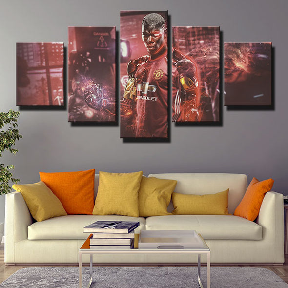 5 piece canvas art framed prints Man Utd Pogba Iron Man home decor-1254 (3)