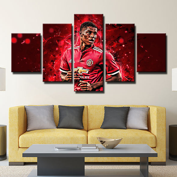 5 piece canvas art framed prints Manchester Utd Rashford home decor-1232 (3)