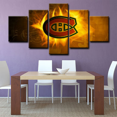  5 piece  canvas art framed prints  Montreal Canadiens live room decor1207 (1)