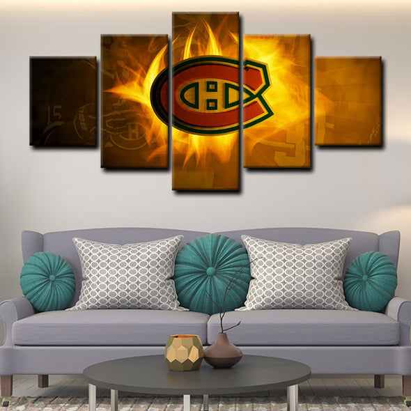  5 piece  canvas art framed prints  Montreal Canadiens live room decor1207 (4)