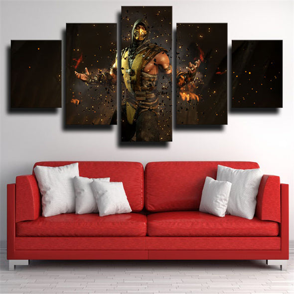 5 piece canvas art framed prints Mortal Kombat X Scorpion wall picture-1542 (1)