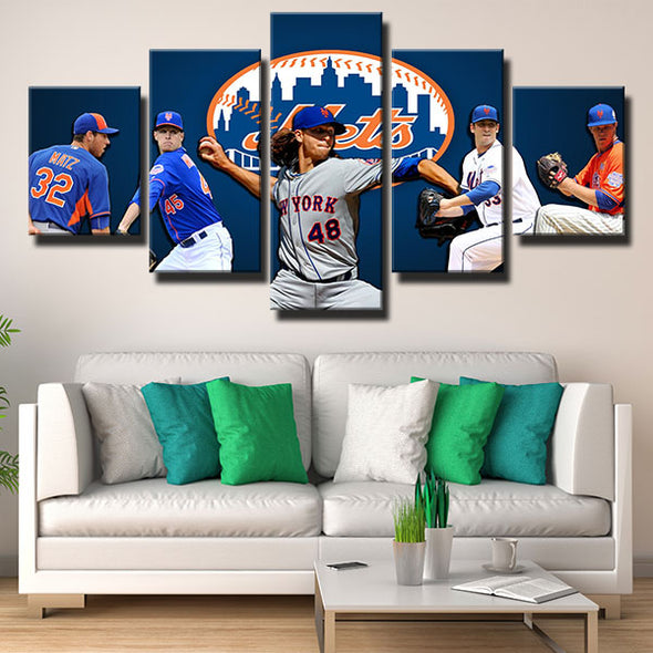 5 piece canvas art framed prints NY Mets Jacob deGrom wall decor-1201 (2)